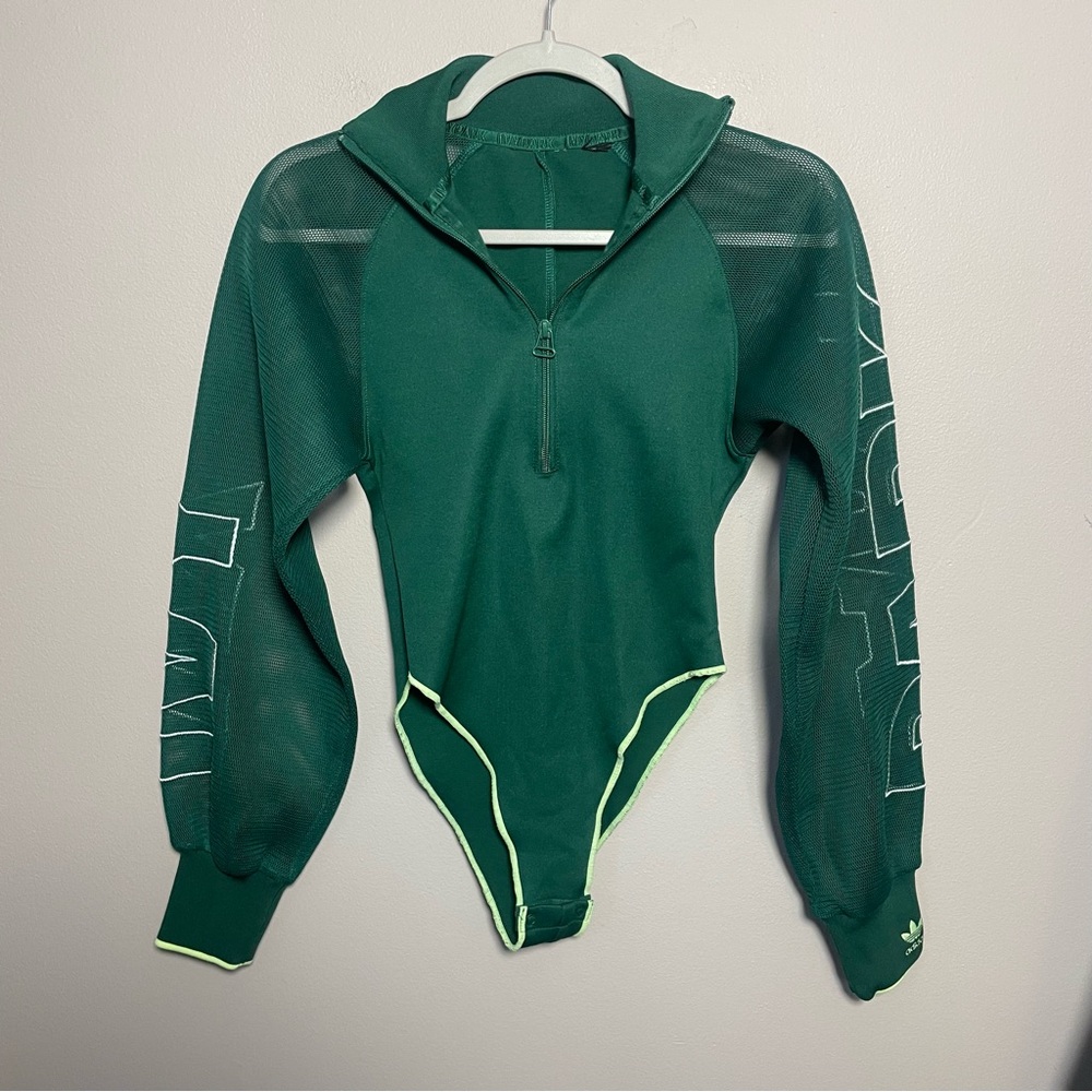 Adidas x Ivy Park Mesh Bodysuit 1/2 Zip Green size XS/S